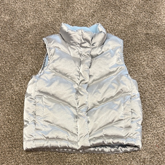 GAP Other - GAP Metallic Silver Vest with Light Blue Lining